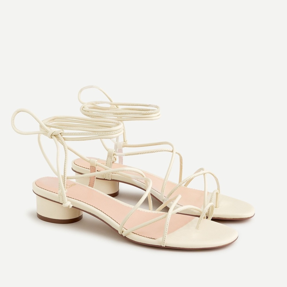 Strappy lace-up sandals with toe ring